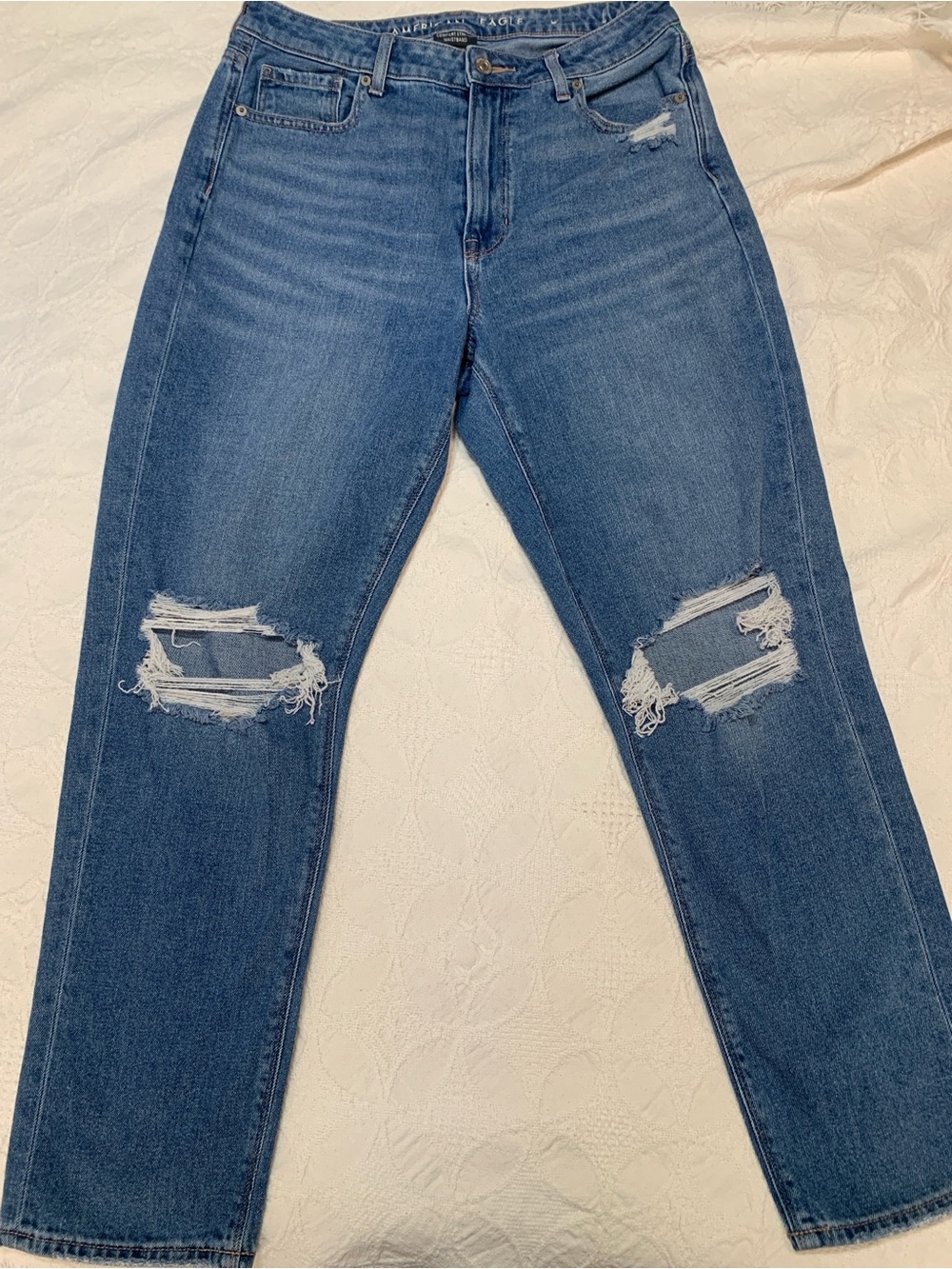 American Eagle Outfitters Distressed Boyfriend Jeans - Blue